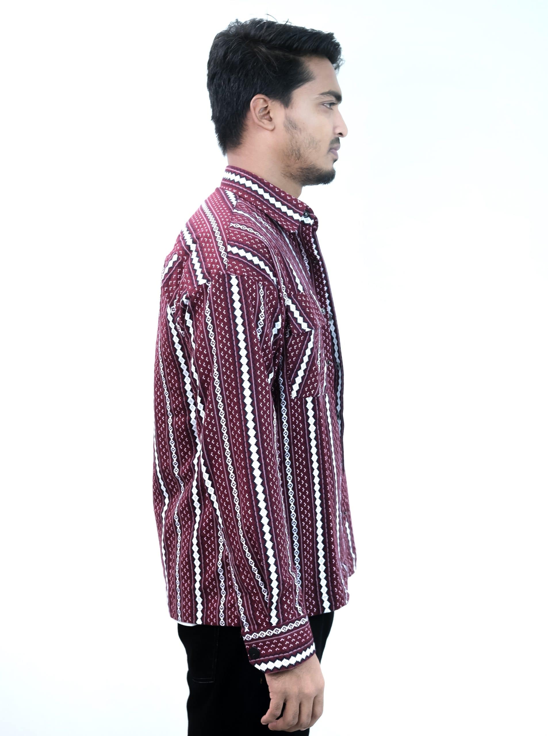 Woolen Over-Shirt(Maroon) - Image 4