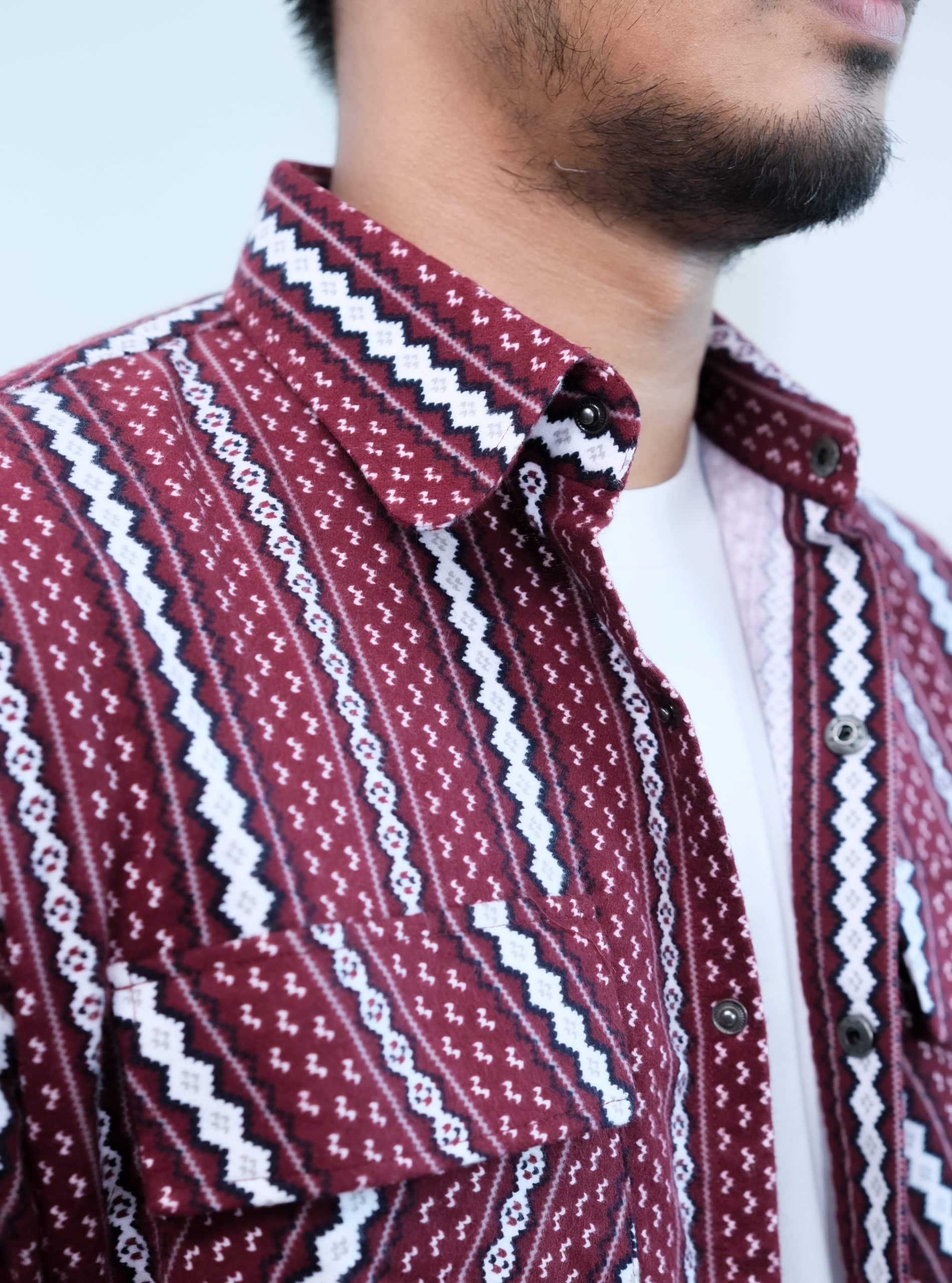 Woolen Over-Shirt(Maroon) - Image 6