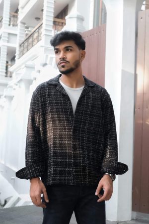 Midnight Tweed Knit Cuban