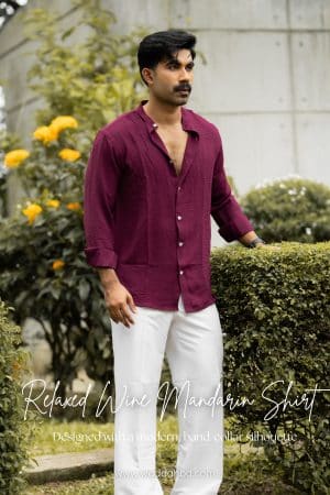 Wine Mandarin Shirt