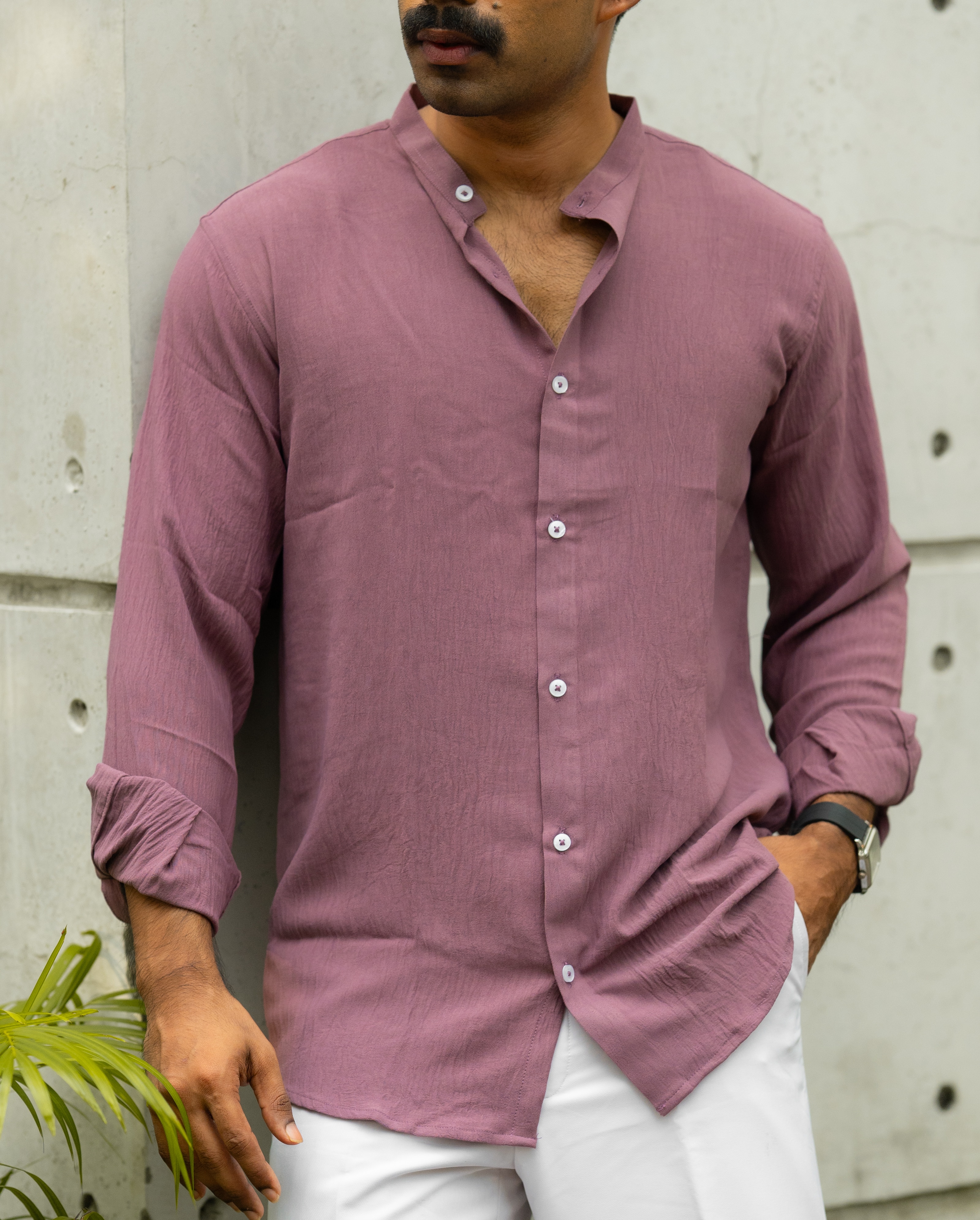 Nude Mandarin Shirt - Image 4