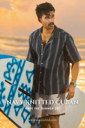 Navy Knitted Cuban