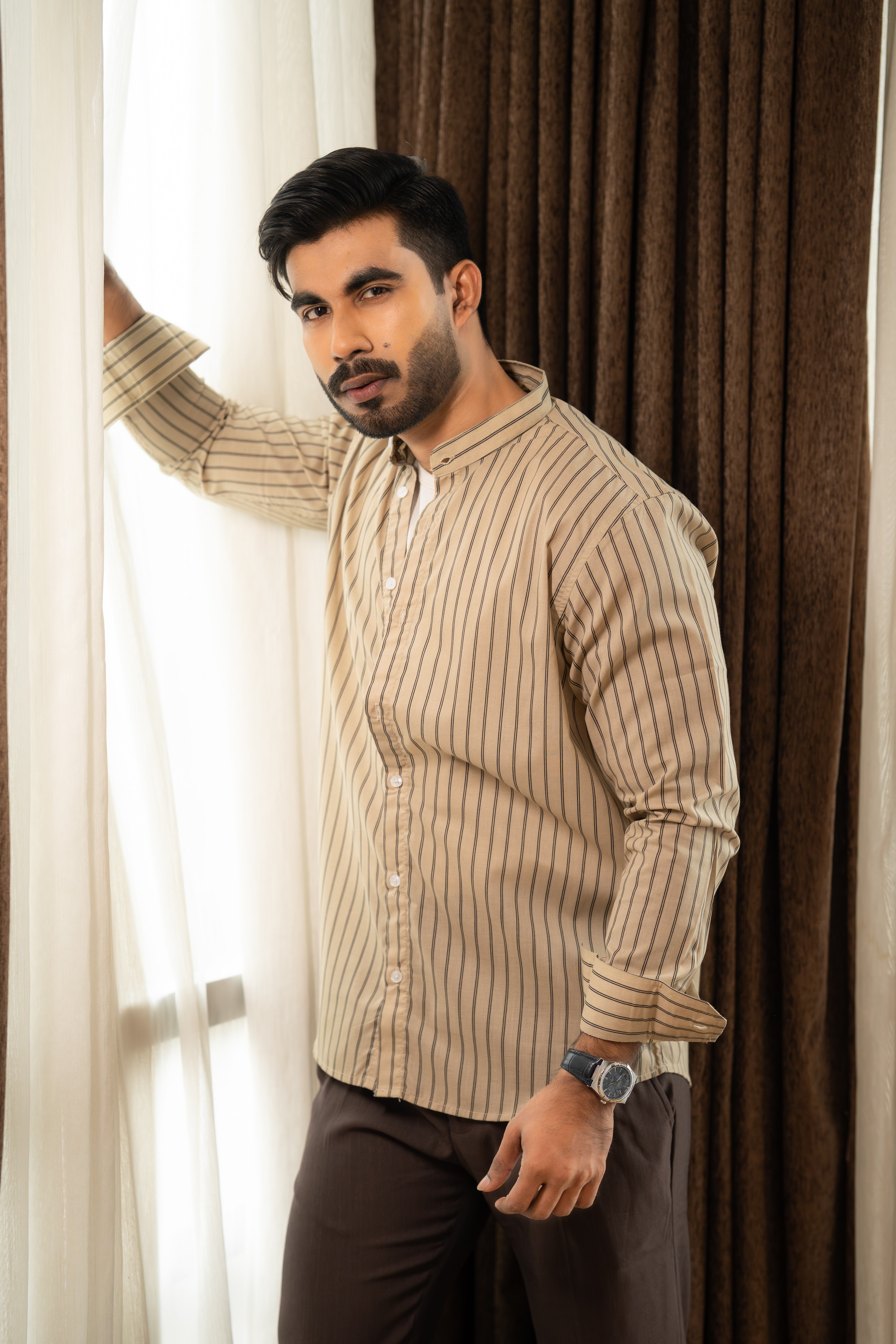 Desert Sand Mandarin Shirt - Image 6