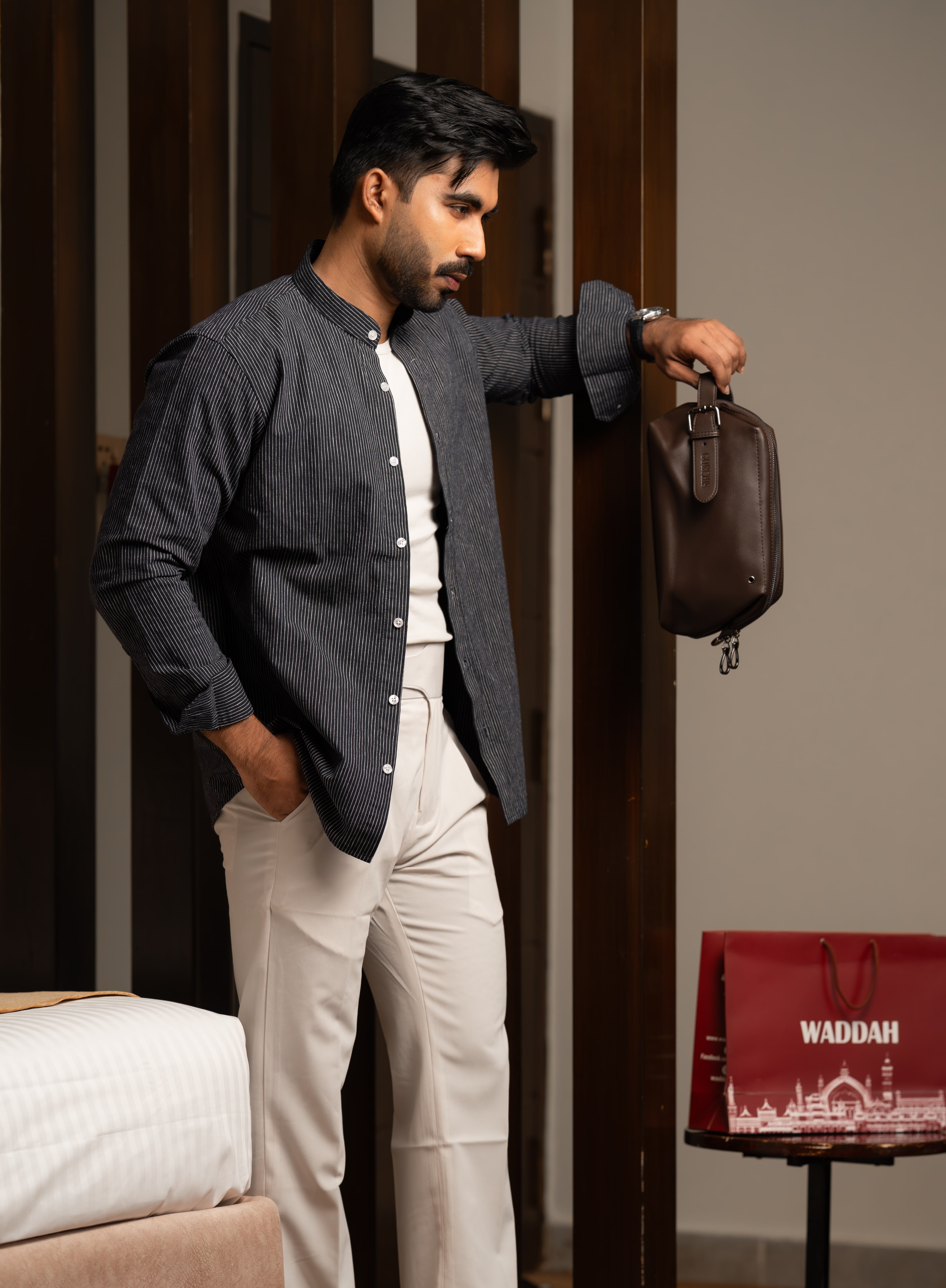 Midnight Indigo Mandarin Shirt - Image 4